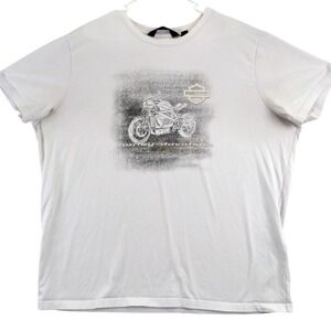 Harley Davidson Mens White Motorcycle Graphic T Shirt Slim Fit 2XL